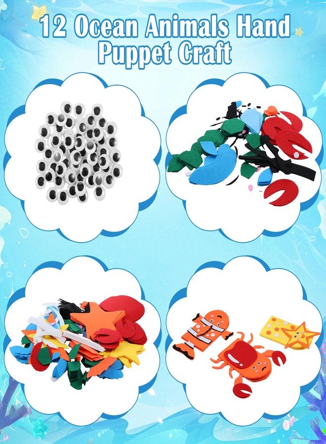 Liliful 24 Pcs Ocean Animals Hand Puppet Making Kit Felt Arts and Crafts Puppet Toys Creative DIY Sock Make Your Personal Puppets Kits Eyes Felt Accessories Storytelling Role Play Party Supplies - Image 2